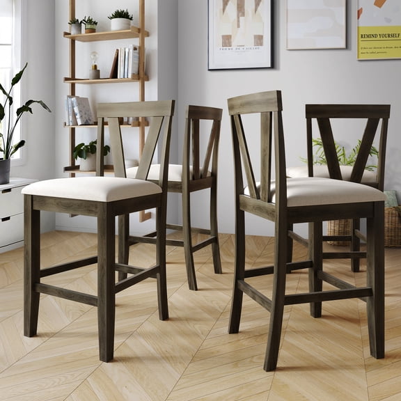 Castle Place Vintage Charm 4-Piece Counter Height Indoor Dining Chairs, Dark Grey
