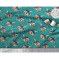 thumbnail image 2 of Soimoi Green Rayon Fabric Leaves,Floral & American Robin Bird Print Fabric by The Yard 56 Inch Wide, 2 of 3