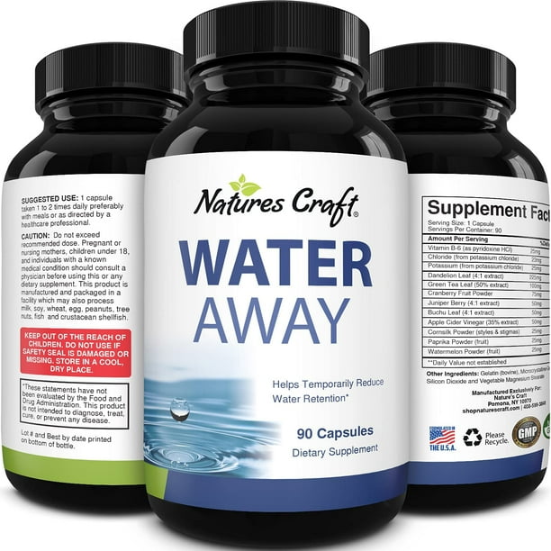 Water Away Supplement for Men and Women Natural Diuretic Pills Relieve