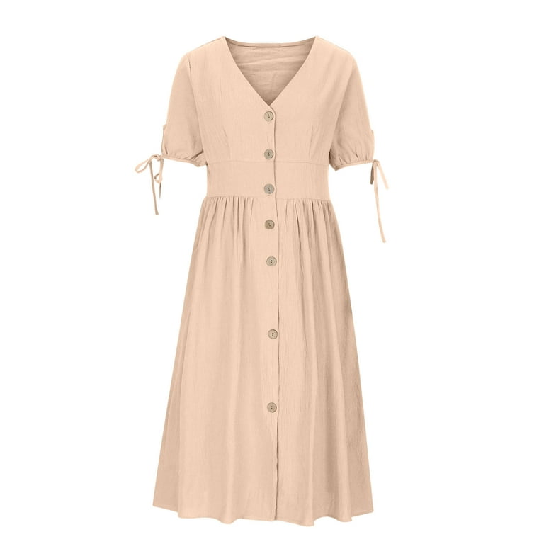Jsezml Women Summer Plus Size Casual Linen Dress Loose Shift Cotton Linen  Dresses Loose Oversized Cotton Linen Dress