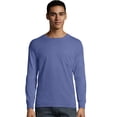 thumbnail image 1 of Hanes Mens ComfortWash Garment Dyed Long Sleeve Pocket Tee, L, Deep Forte Blue, 1 of 1