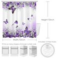 thumbnail image 4 of HVEST Butterfly and Flower Shower Curtain Purple Plant and Insect Bathroom Shower Curtain with Hooks Nature Landscape Polyester Waterproof Fabric Bath Decor Accessories 72x72 Inches, 4 of 9
