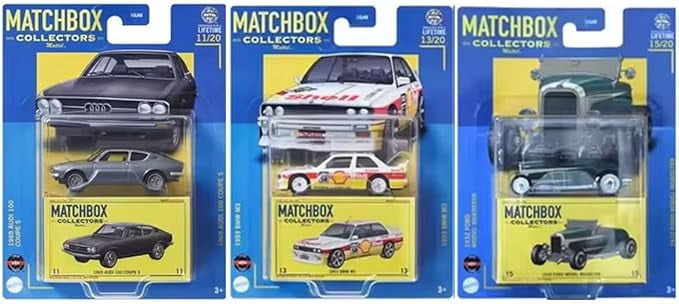 Matchbox Collectors Series Die-Cast Cars Bundle, 1969 Audi 100 Coupe S, BMW M3, 1932 Ford Roadster, 3-Pack, Ages 3+ GBJ48-965Y