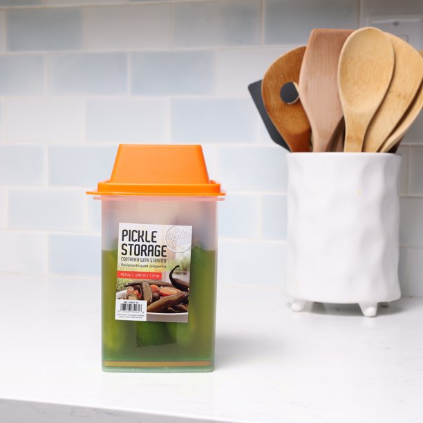 Bonita Home Pickle Storage Container with Strainer Insert and Snap Lid