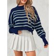 thumbnail image 3 of SUNSIOM Pull-Over Femme Couleur Unie/rayé Col Rond Manches Longues Ample Printemps Automne Décontracté Mode Urbaine, 3 of 6