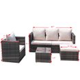 thumbnail image 4 of 4 Piece Patio Furniture Set, Outdoor Conversation Set with Single Sofa, 3 Seat Sofa, Tempered Glass Coffee Table, 4 Seat and Back Cushions, Seating Piece, 4 of 8