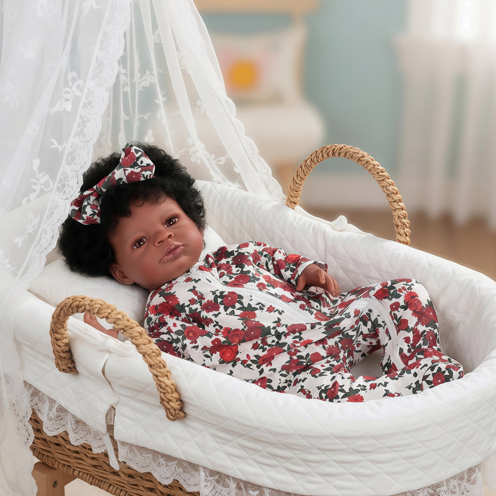 20 Inch Lifelike Black Reborn Baby Doll - African American Soft Cloth Body Doll - Realistic Handmade Art Doll Toy - Gift for Kids Ages 3+