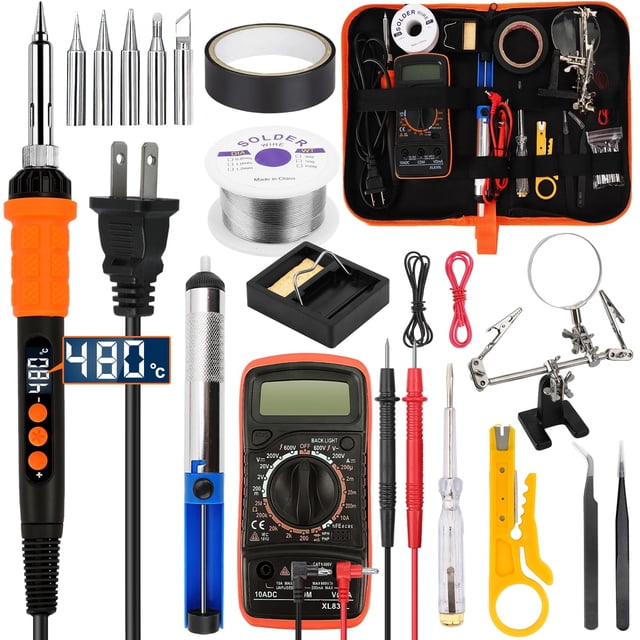 Kit de soldador BILIPLE, kit de pistola de soldar digital LED de 90 W, temperatura ajustable (180 °C