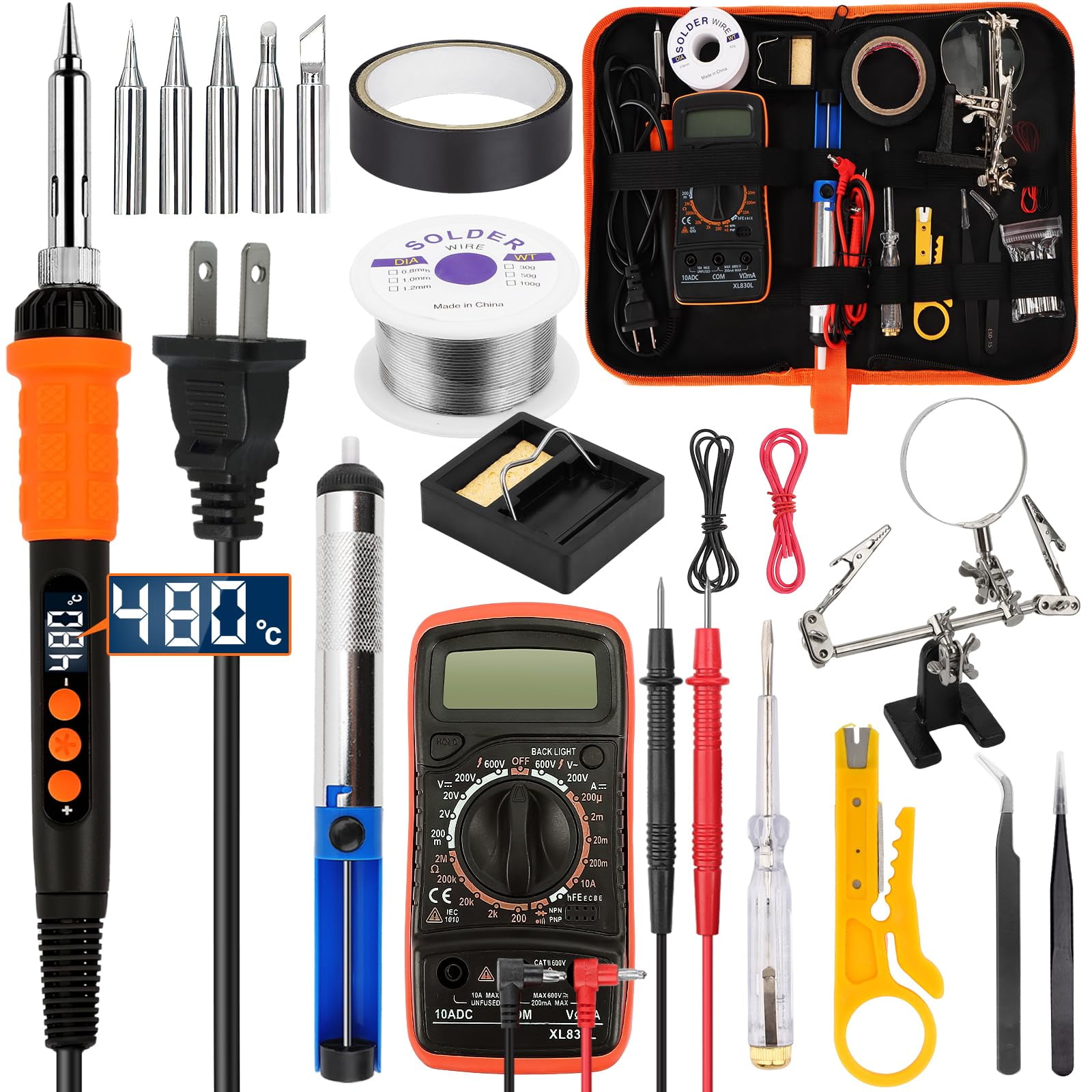 Adjustable Temperature Soldering Iron Kit 90W LED Digital Soldering Gun 19-in-1 Professional Tools