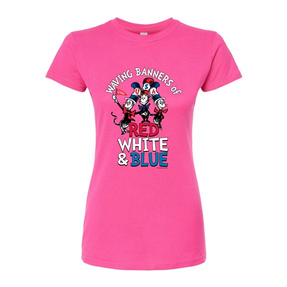 Dr. Seuss - Waving Banners Red White Blue - Juniors Fitted Graphic T-Shirt