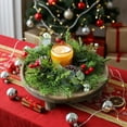thumbnail image 5 of NWOKYZGH Christmas Candle Ring Wreaths, Artificial Red Berries Pine Branches Leaves Candle Rings for Pillars Candle Holder, Home Christmas Party Table Centerpiece Decoration, 5 of 9
