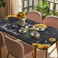 thumbnail image 3 of Black Sunflowers Table Cloths for 5 Foot Rectangle Tables, Vintage Garden Floral Bees Farmhouse Patio Waterproof Elastic Fitted Tablecloths, Washable Rectangular Table Cover for Camping, 3 of 8