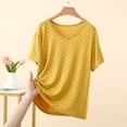 thumbnail image 4 of Ohufall Womens Pajama Tops Lightweight Breathable Modal Sleepwear Solid Color Crewneck Short Sleeve Shirts, 4 of 4