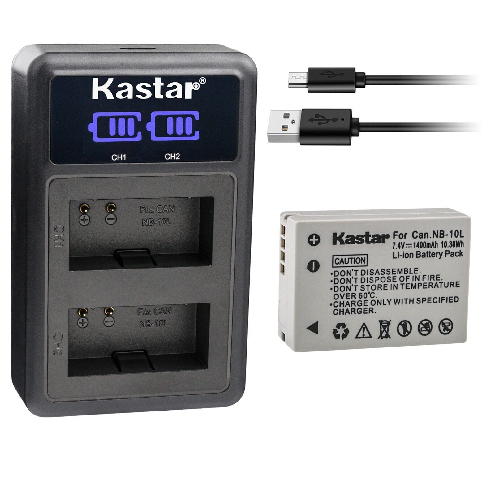 Kastar 1-Pack NB-10L Battery and LED2 USB Charger Compatible with Canon  PowerShot G1 X