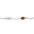 thumbnail image 2 of Gem Stone King 1.11 Ct Sky Blue Aquamarine Red Garnet 925 Silver and 10K Yellow Gold Bracelet for Women, 2 of 4