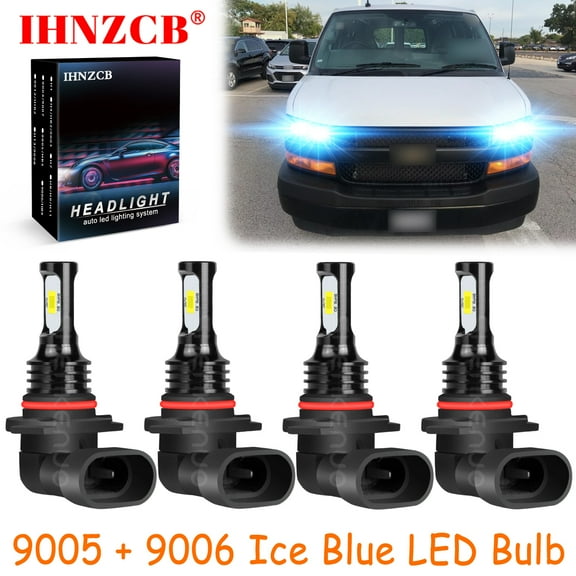 IHNZCB 9005 9006 for Chevy Express 2500 3500 1996-2019 Ice Blue Led Headlights Bulb High Low Beam,HKL,Y12