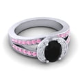 thumbnail image 3 of 2.35 Ct Stunning Oval Cut Black Onyx & Pink Sapphire Gemstone Anniversary Ring for Women Solid 14K White Gold Size 6.5 by Diamond-Capitals, 3 of 8