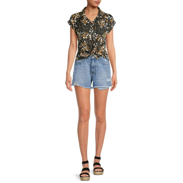 No Boundaries Juniors Elastic Back Denim Shorts Walmart
