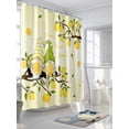thumbnail image 3 of Summer Lemon Standard Shower Curtain Set, Waterproof Shower Curtains for Bathroom, Yellow Ombre Gnomes Farm Lemon Tree Washable Fabric Cloth Bath Curtain for Bathtub with Hooks 72x72 Inches, 3 of 6