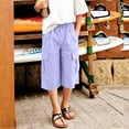 thumbnail image 5 of Khunlpohl 4-15 Years Girls Cargo Shorts Elastic High Waist Casual Summer Athletic Hiking Loose Shorts with Pockets, 5 of 6