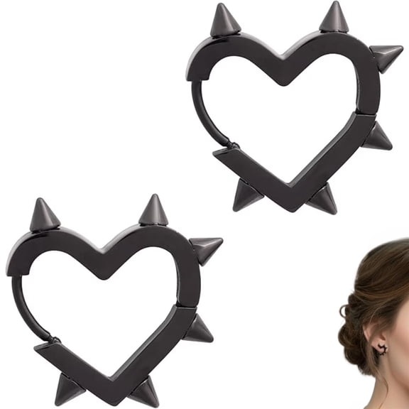 Y2k Earrings for Spike Hoop Heart Goth Black for Christmas Jewelry Gifts