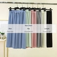 thumbnail image 4 of Feancey Pajama Bottoms for Women Cropped Lounge Trousers Wide Leg Casual Capri Sleep Pants Loose Fit Elastic Waist Pj Capris Homewear Light Blue Free Size, 4 of 10