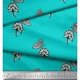 thumbnail image 2 of Soimoi Blue Polyester Crepe Fabric Floral & Insect Print Sewing Fabric BTY 52 Inch Wide, 2 of 3