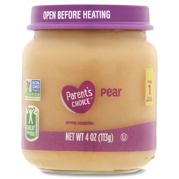 Parent's Choice Baby Food, Stage 1, Pear, 4 oz