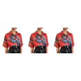 thumbnail image 3 of Qarigey Hombres Mujeres Camisa de playa Abotonada Manga corta Simple Dragón chino Top Estilo étnico Camiseta Vacaciones al aire libre Rojo Type1 NO1, 3 of 6