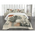 thumbnail image 3 of Ambesonne Monstera Quilted Bedspread Set 3 Pcs, Neutral Mid Century Boho, Queen Size, Cinnamon Pale Sage Green, 3 of 5