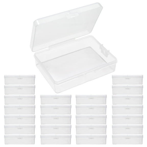 24 Pack 3.5x2.6x1.1 inches Small Clear Plastic Box Storage Containers Hinged Lid Rectangular PP