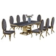 thumbnail image 1 of Gray Marble Dining Set with Gold Stainless Steel and Gray Velvet Chairs, 1 of 3