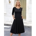 thumbnail image 3 of AURA Plus Size Women's 3/4 Sleeve A-line and Flare Midi Long Dress, 3 of 6