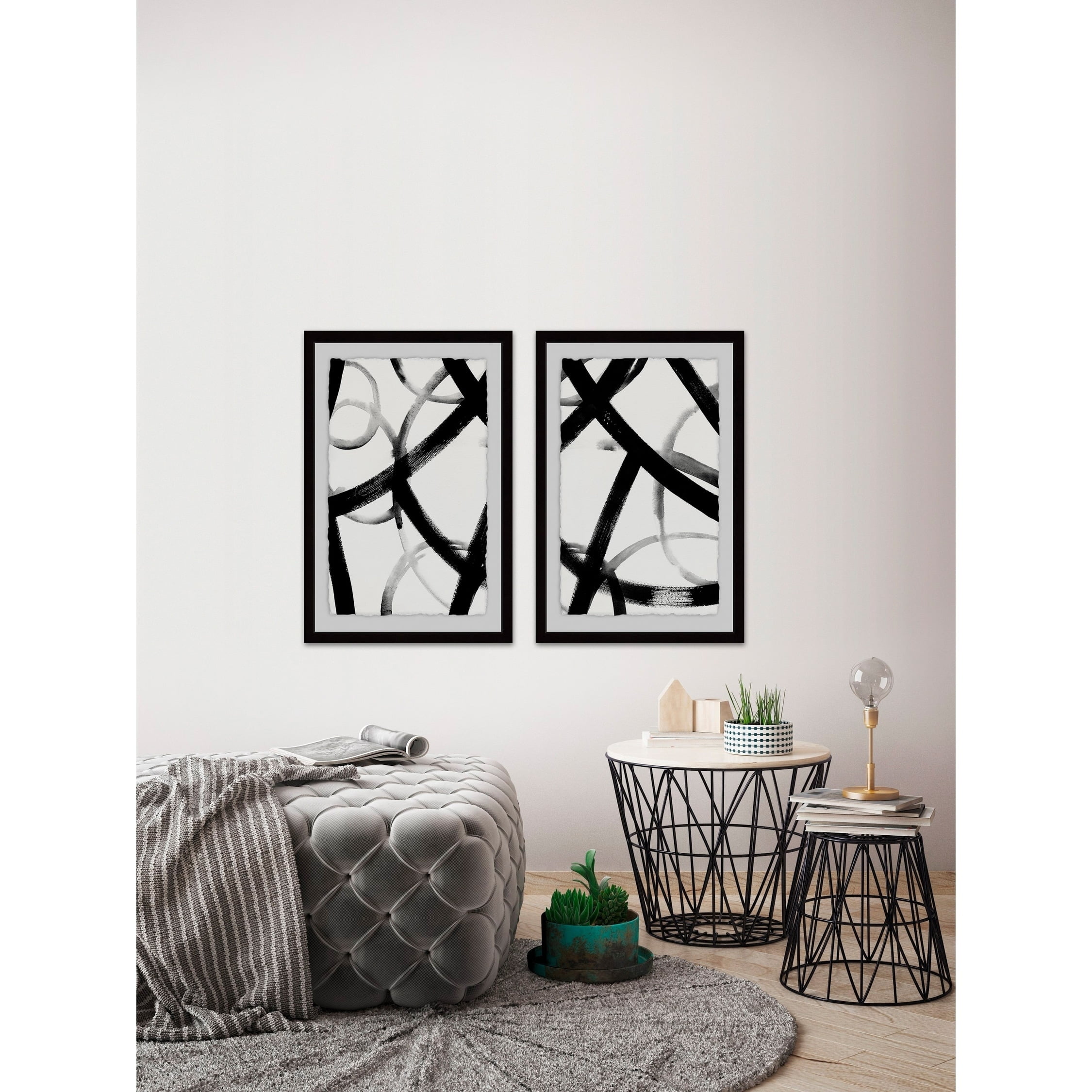 Monochrome Ripple Diptych