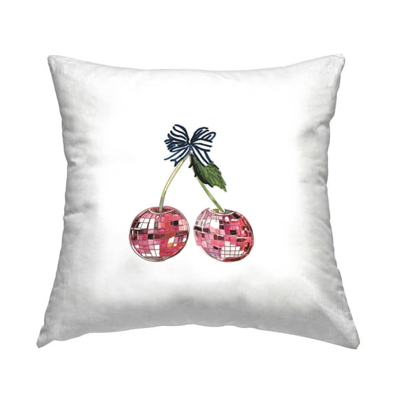 Stupell Industries Cherry with Ribbon Decorative Printed Throw Pillow Design by Amelia Noyes