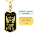 thumbnail image 3 of Guardian Angel Dad Stainless Steel or 18k Gold Premium Swivel Dog Tag Keychain, 3 of 8