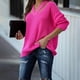 thumbnail image 5 of Moda mujer Color sólido manga larga Pullove cuello en V Casual suéter Tops Fridja  hjk2310, 5 of 7