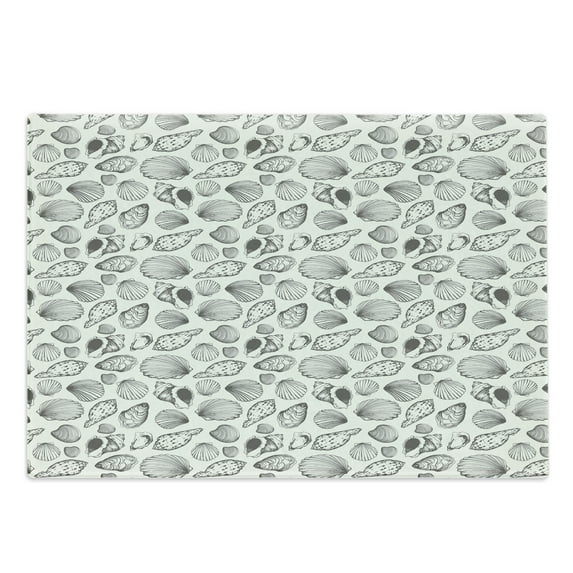 Nautical Cutting Board, Sketch Style Pattern with Continuous Seashells Summer Beach Souvenirs Marine Art, Decorative Tempered Glass Cutting and Serving Board, in 3 Sizes, by Ambesonne