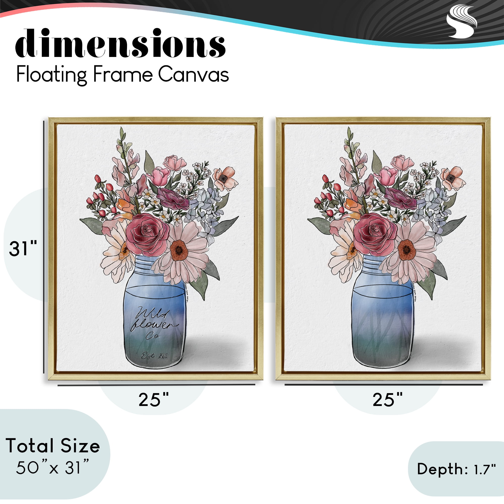 Stupell Industries Farmer's Market Vases 2 Piece Gold Framed Floater Canvas Set, design by Alisha Kiara Design