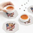 thumbnail image 4 of Leather Coasters with Heat-resistant for Drinks, Cute Deer American Flag -标题2 Octagon, 4 of 5