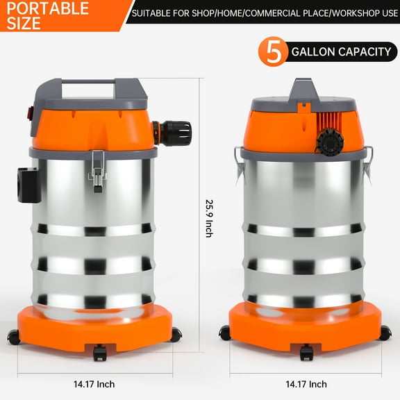 Garage Workshop Car Detailing Vacuum 10Gal Wet Dry Blow Utility Vac 8 Peak HP 3200W Powerful