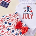 thumbnail image 6 of Povozer Toddler Girls' Outfits,Baby Girl Comfortable Breathable Set Independence Day Sleeveless Top Shorts 3 Piece Set Girls Fashion,Size 9-12 Months,Dark Blue, 6 of 6