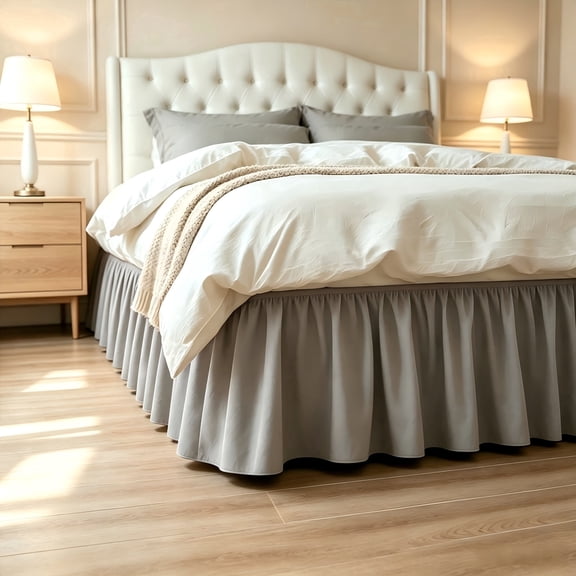 Twin Kids Elastic Bed Ruffle, Easy Wrap Around Bed Skirt, Adjustable Elastic Bed Skirt with 15 Inch Tailored Drop