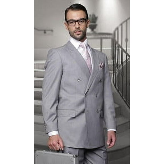 Statement Gray Italian Wool Double Breasted Suit TZD-100