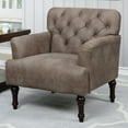 thumbnail image 2 of Furniture of America Lanis Faux Leather Tufted Accent Chair, Brown, 2 of 6