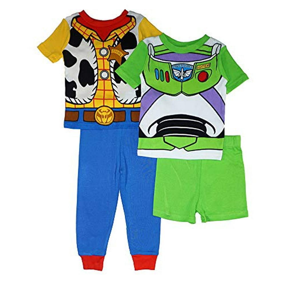 Disney Disney Toy Story Boys' 4Piece Cotton Pajama Set (4T, Buzz