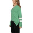 thumbnail image 3 of VISgogo Camiseta a rayas informal para mujer, suéter con abertura con cuello en V y manga larga con bloque de color para adultos VISgogo  moda, 3 of 5
