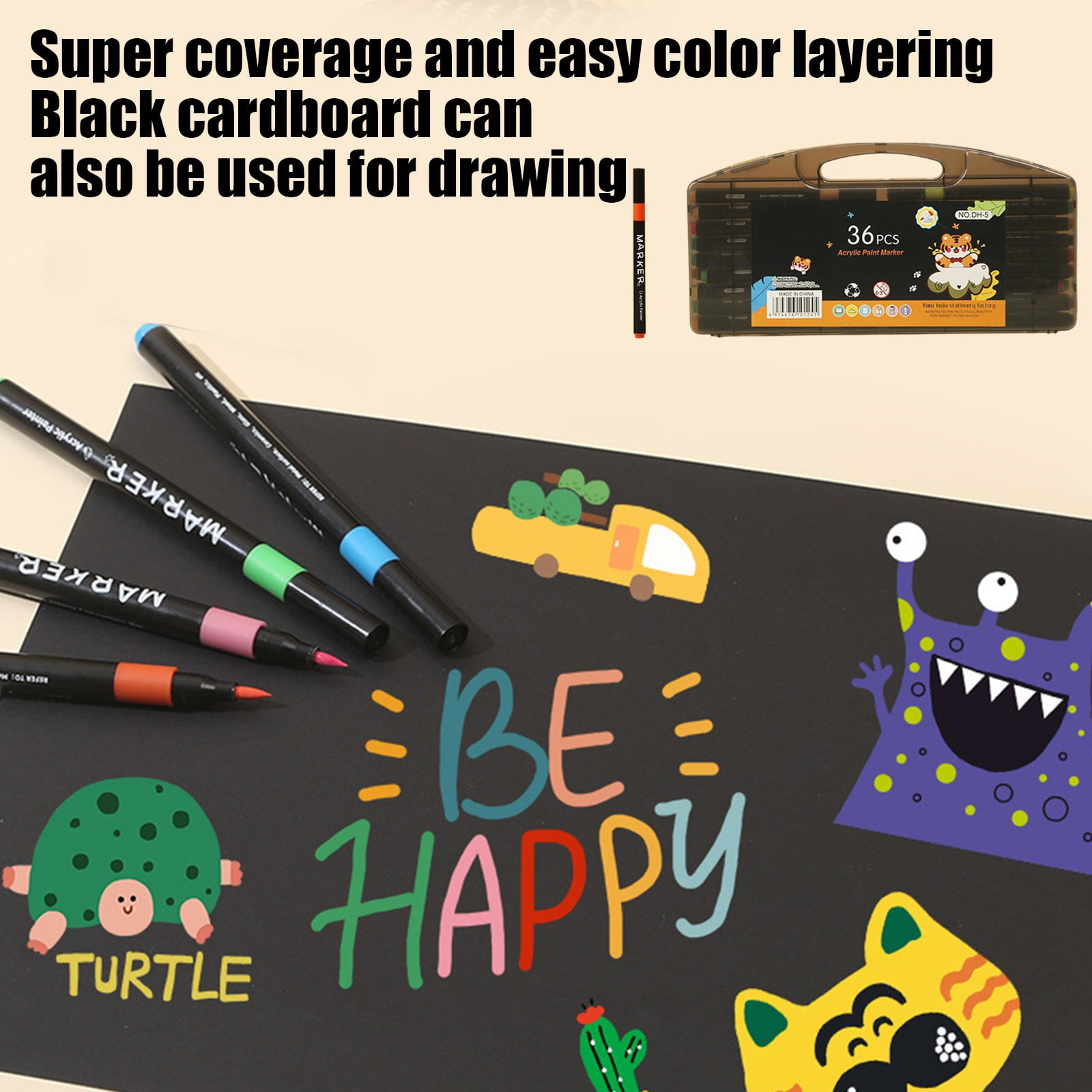 Acrylic Paint Pens, 24/36/48 Pack Dual Tone Acrylic Paint Pens Markers for Rock Painting Double Brush Tips Acrylic Markers for Christmas Decorations, Eggs, Wood, Glass