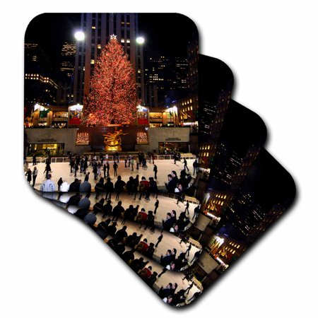 - 3dRose Christmas lights at Rockefeller Center in New York, Soft Coasters, set of 8