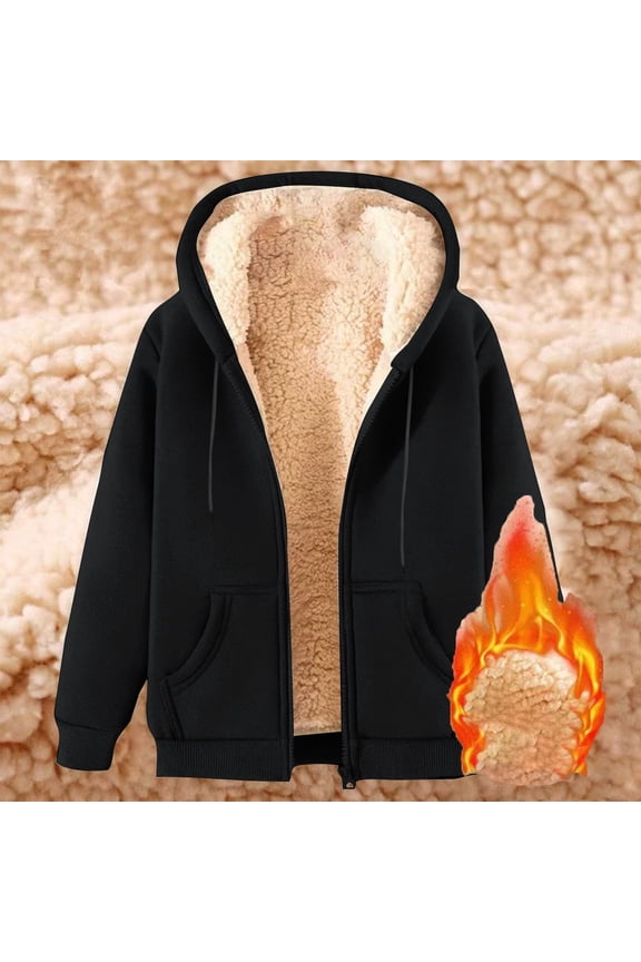 4X-5X Big & Tall Jackets for Men with Pockets Fleece Lined Plus Size Zip Up Hoodies & Sweatshirts Long Sleeve Solid Thermal Warm Outerwear Coats